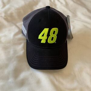 NWT NASCAR Jimmie Johnson #48 Black Gray Trucker Baseball Cap Hat